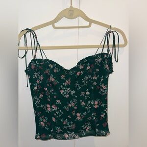 Reformation Green Floral Camisole